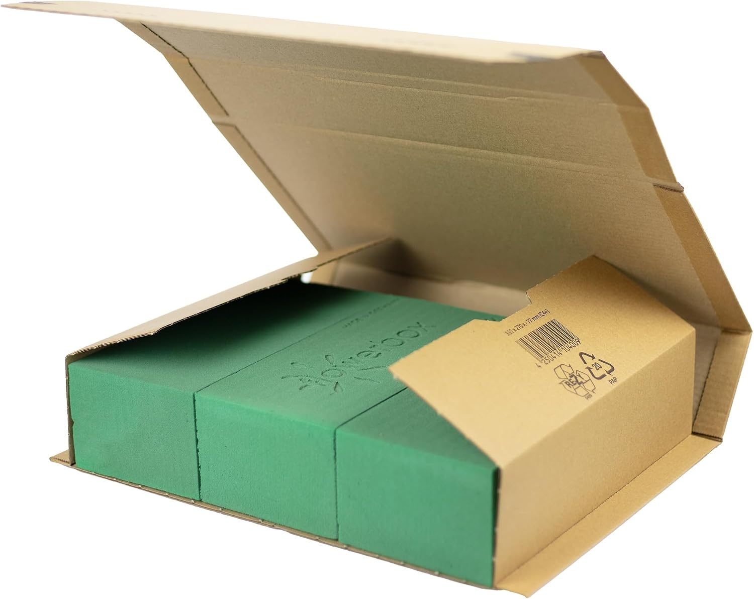 Flowerbox 3X Original Oasis® Premium steekschaum - 3-4 dagen extra bloemversheid door MaxLife-impregnering - 23 x 11 x 3,6 cm - nat steekschaum voor bloemen, bruiloft, verjaardag, kerk