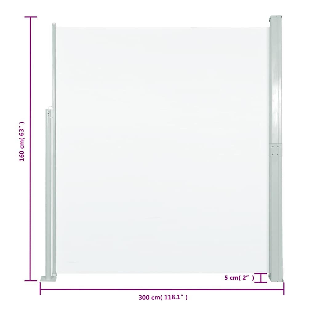 vidaXL Tuinscherm uittrekbaar 160x300 cm crèmekleurig