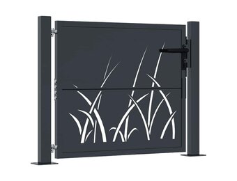 vidaXL Poort met grasontwerp 105x80 cm staal antracietkleurig