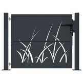 vidaXL Poort met grasontwerp 105x80 cm staal antracietkleurig