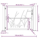 vidaXL Poort met grasontwerp 105x80 cm staal antracietkleurig