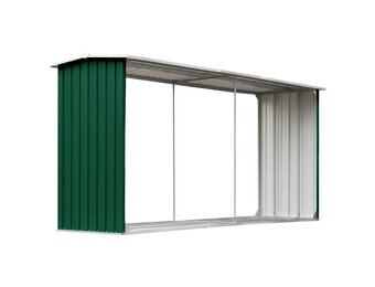 vidaXL Haardhoutschuur 330x92x153 cm gegalvaniseerd staal groen
