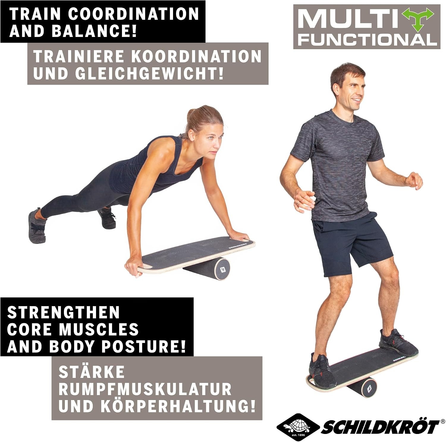 Schildkröt Houten Balance Board Zwart - 73,5 x 28 cm