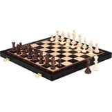 Peradix 48 x 48 cm groot schaakspel van hout, inklapbaar schaakbord, hoogwaardig, met 34 grote en zware schaakfiguren, voor volwassenen en kinderen (48 x 48 cm, zwart)