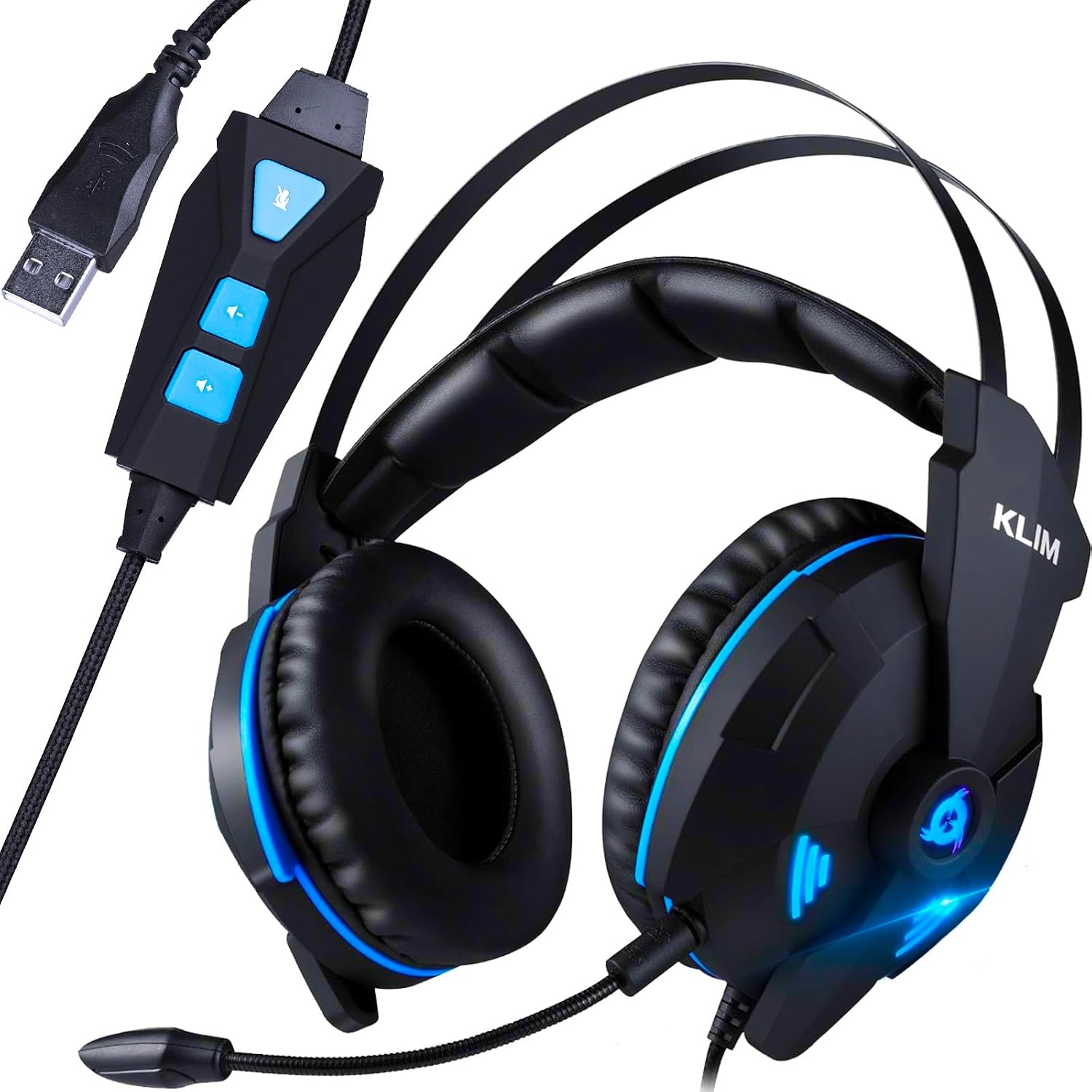 KLIM Impact V2 - Gaming -headset en Mikro (USB) - 7.1 Surround Sound + Isolation - Hoge kwaliteit Sound + PS5 -headset met Sonore Bass - voor pc, PlayStation, videogames [Nieuwe-versie]