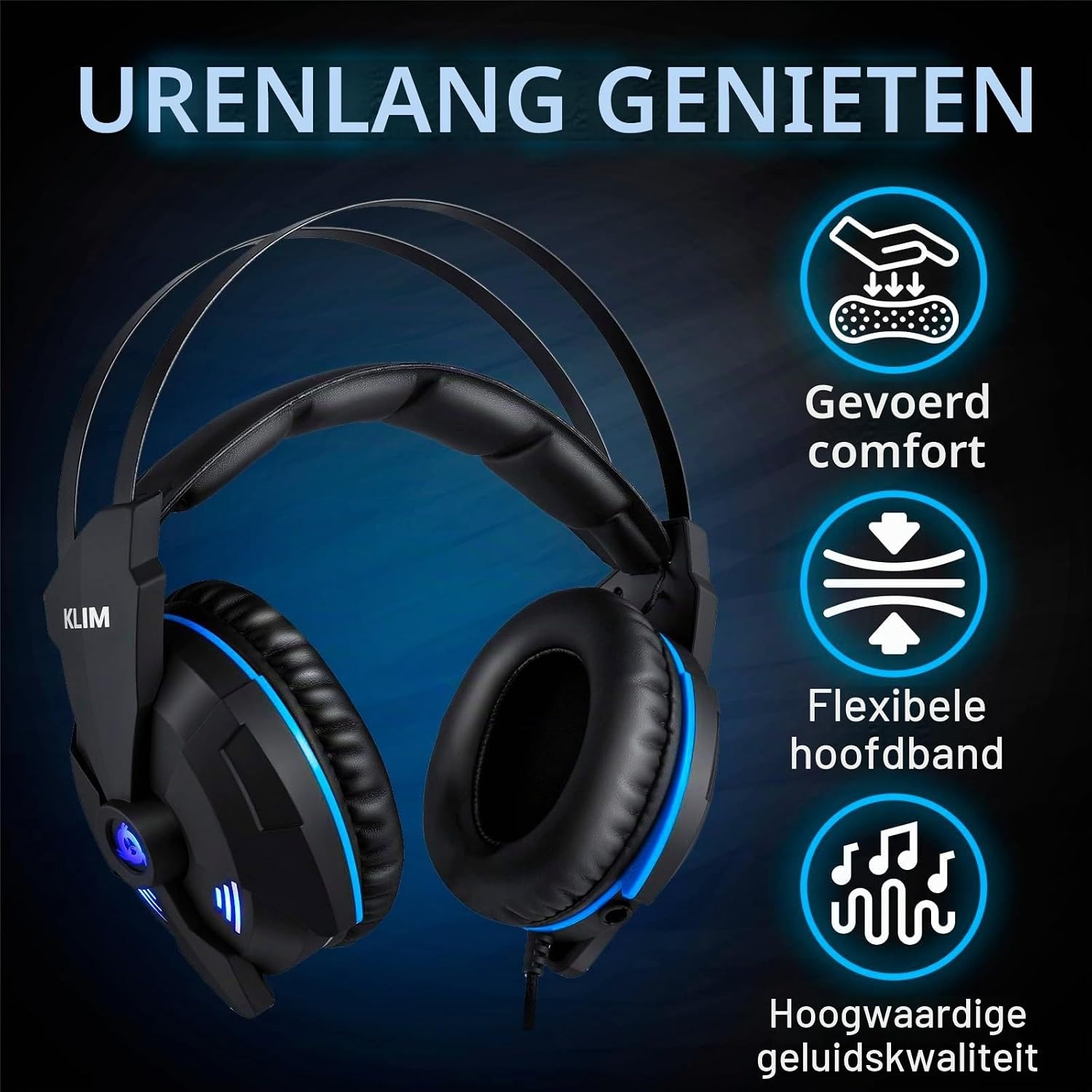 KLIM Impact V2 - Gaming -headset en Mikro (USB) - 7.1 Surround Sound + Isolation - Hoge kwaliteit Sound + PS5 -headset met Sonore Bass - voor pc, PlayStation, videogames [Nieuwe-versie]