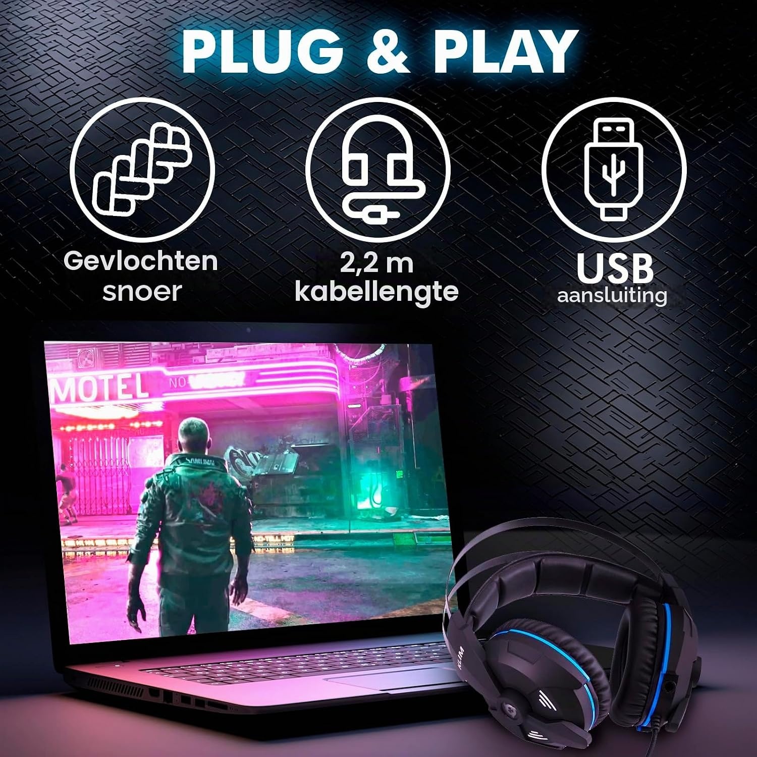 KLIM Impact V2 - Gaming -headset en Mikro (USB) - 7.1 Surround Sound + Isolation - Hoge kwaliteit Sound + PS5 -headset met Sonore Bass - voor pc, PlayStation, videogames [Nieuwe-versie]