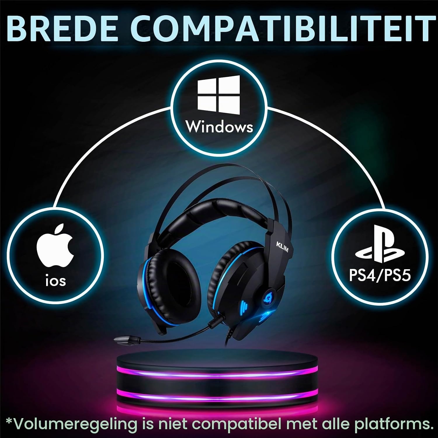 KLIM Impact V2 - Gaming -headset en Mikro (USB) - 7.1 Surround Sound + Isolation - Hoge kwaliteit Sound + PS5 -headset met Sonore Bass - voor pc, PlayStation, videogames [Nieuwe-versie]
