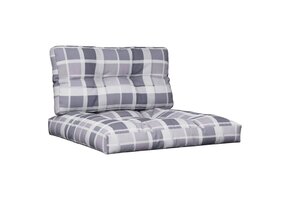 VidaXL Palletkussens 2 stuks Grijs Ruitpatroon - 55% Korting!