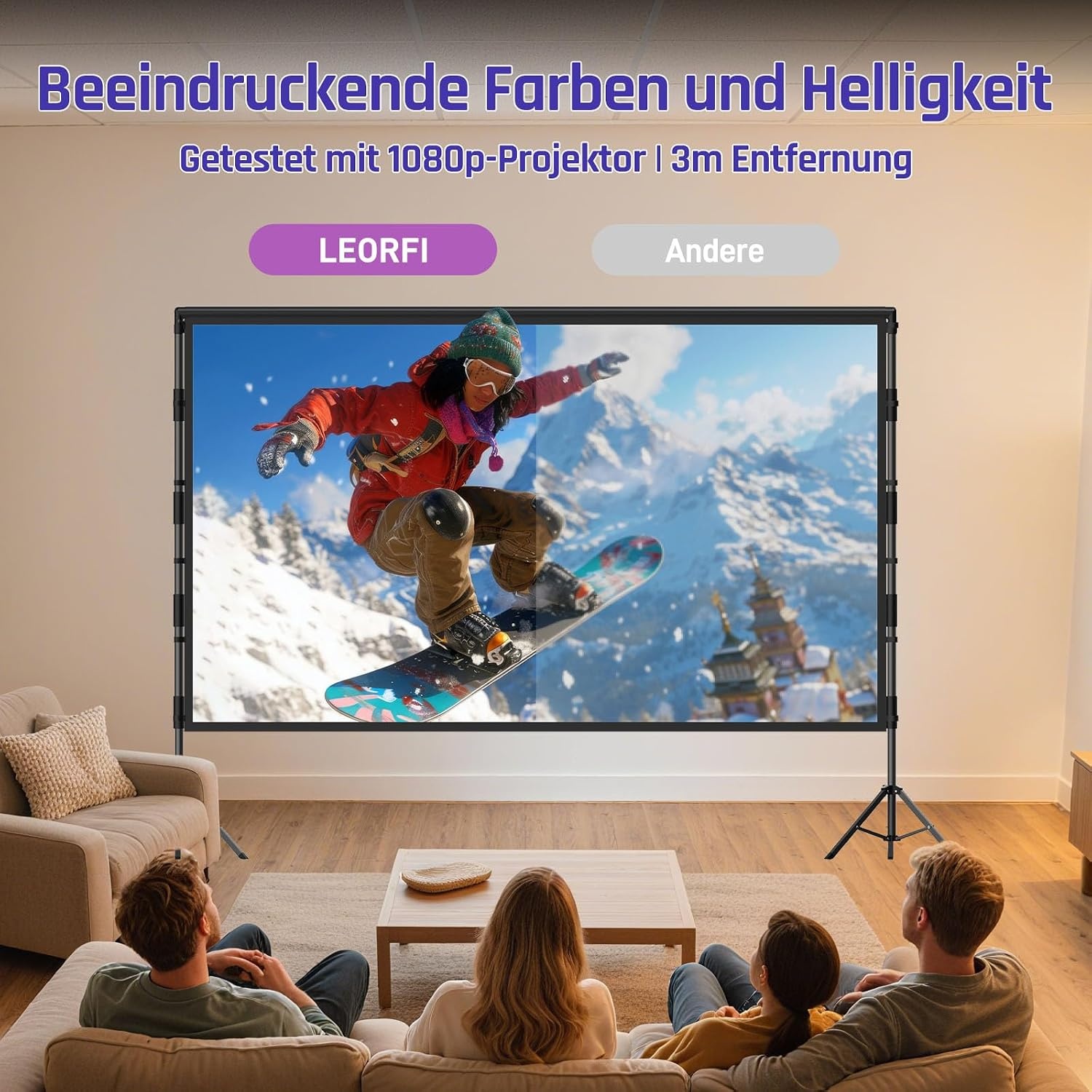 Beamerscherm met statief 120 inch, outdoor projectorscherm - Maat 120 inches