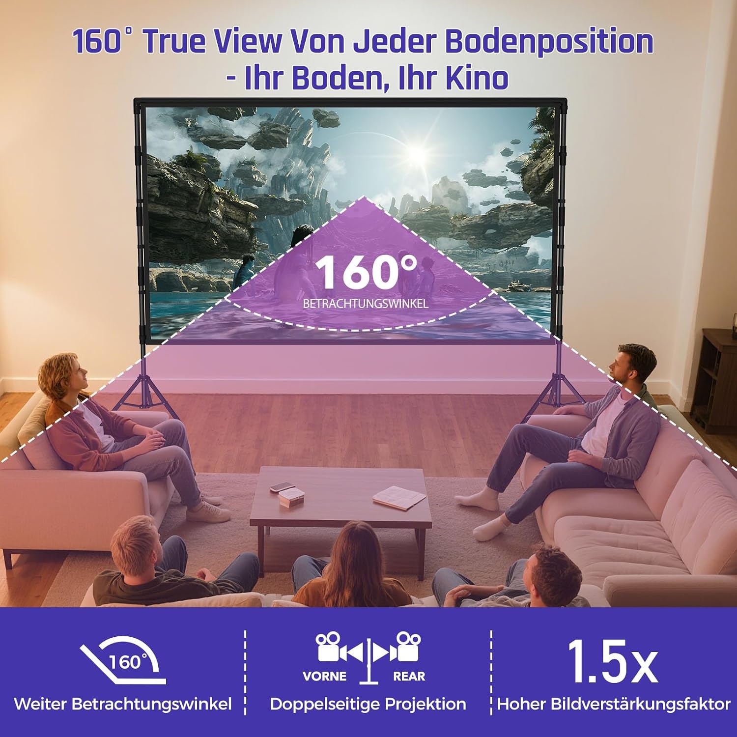 Beamerscherm met statief 120 inch, outdoor projectorscherm - Maat 120 inches
