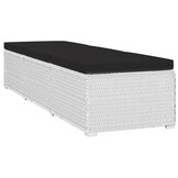 vidaXL Ligbed met kussen en theetafel poly rattan wit