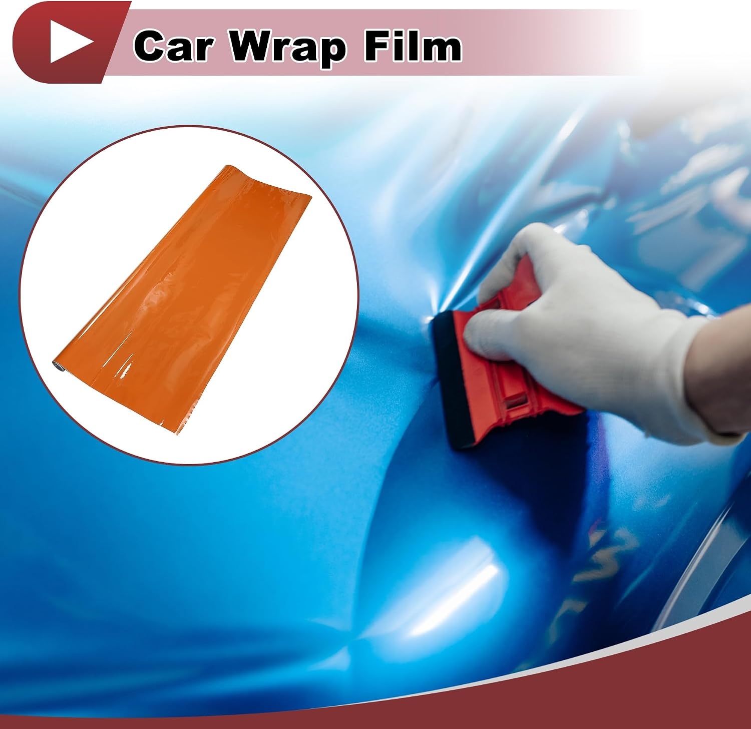 Oranje Beschermfolie voor Auto 37 x 150 cm Omwikkelingsafdekking van Vinyl voor Buiten en Binnen 5,5 mil 1 stuk Universeel PVC