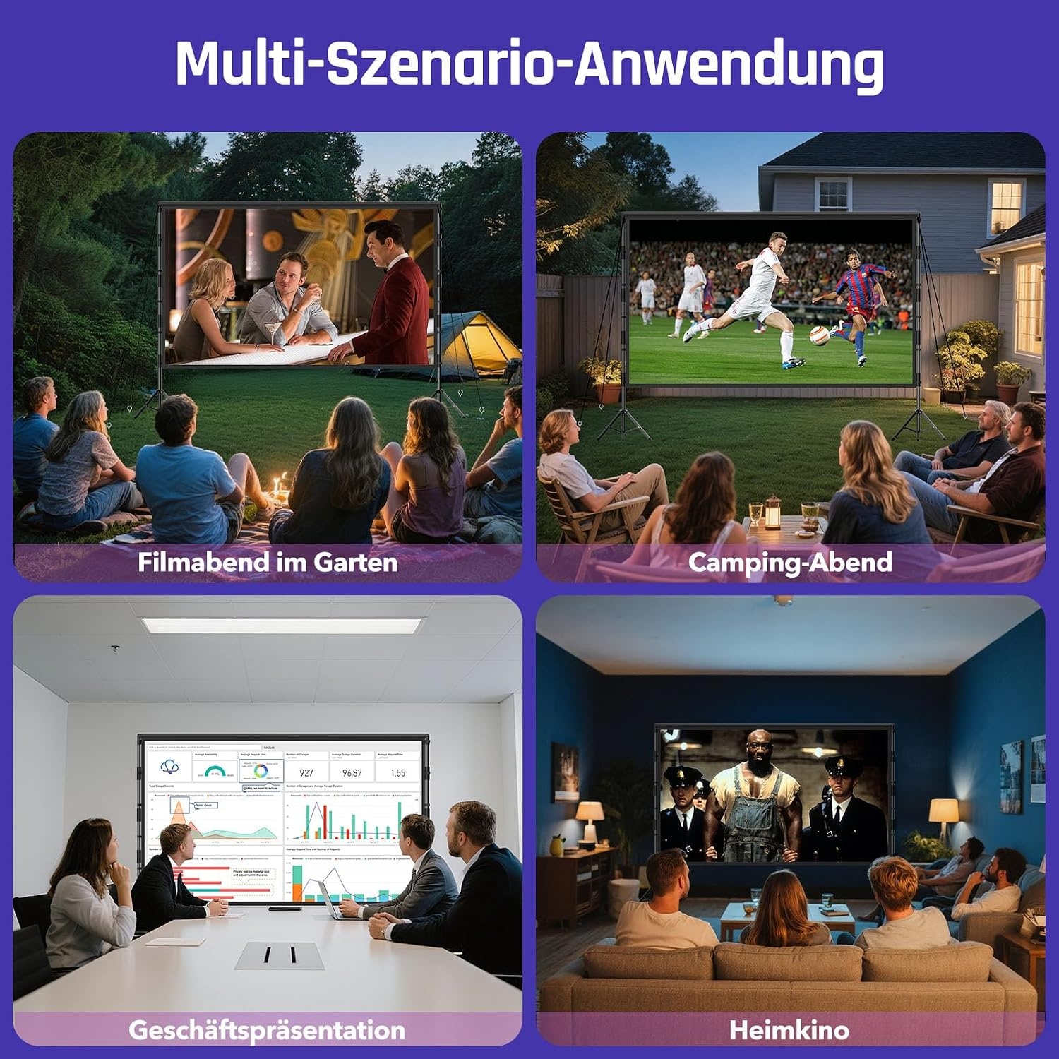 Beamerscherm met statief 120 inch, outdoor projectorscherm - Maat 120 inches