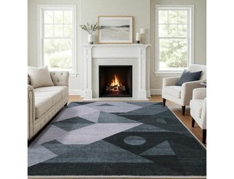 Abstract Geometrisch Vloerkleed Grijs Wasbaar Antislip 140x200 cm - 33% Korting