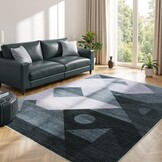 Abstract Geometrisch Vloerkleed Grijs Wasbaar Antislip 140x200 cm - 33% Korting