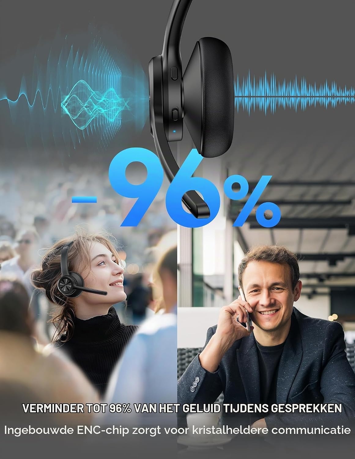 Draadloze Headset met Ruisonderdrukking - 28% Korting!