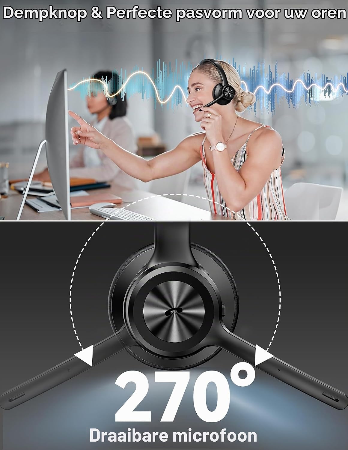 Draadloze Headset met Ruisonderdrukking - 28% Korting!