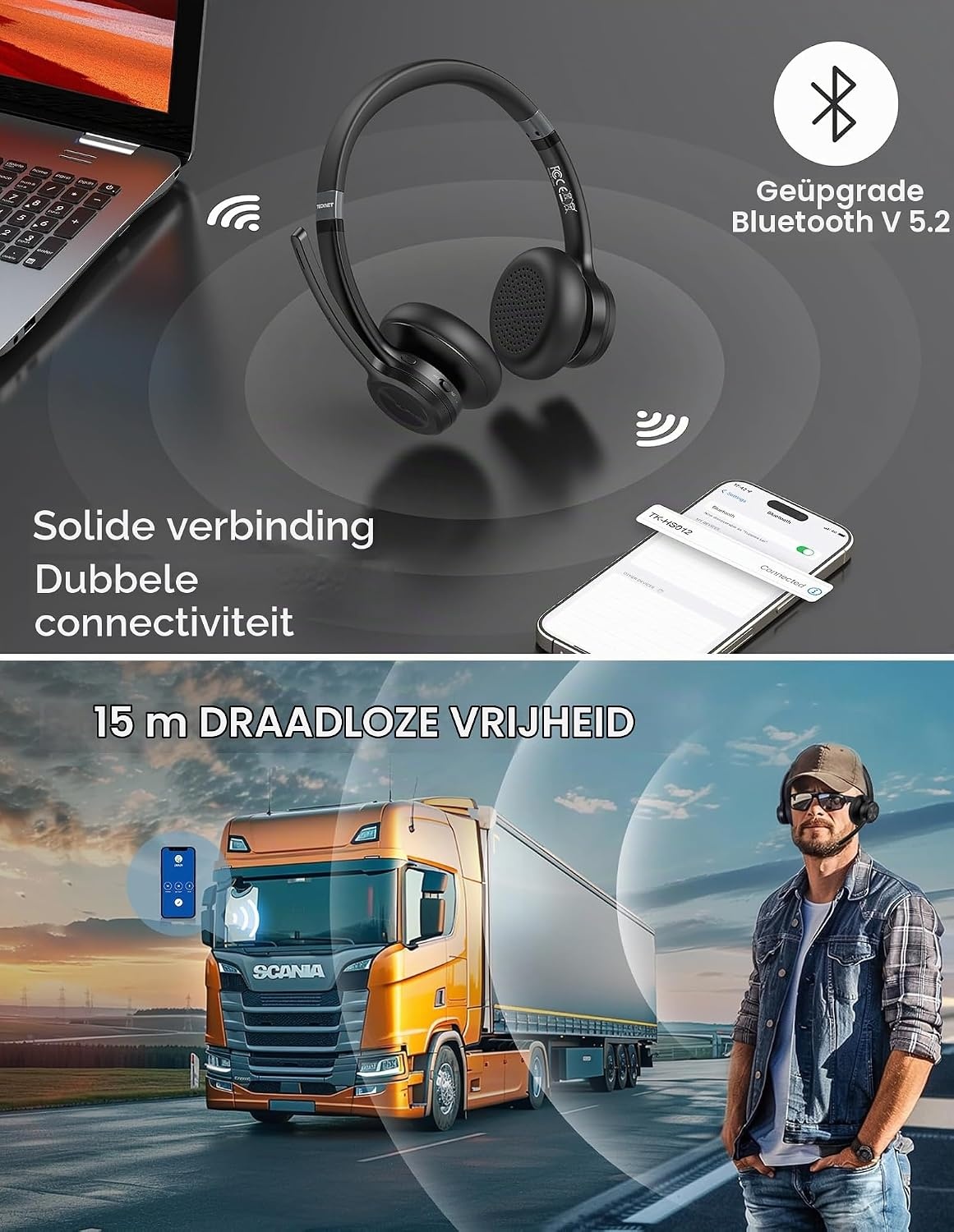 Draadloze Headset met Ruisonderdrukking - 28% Korting!