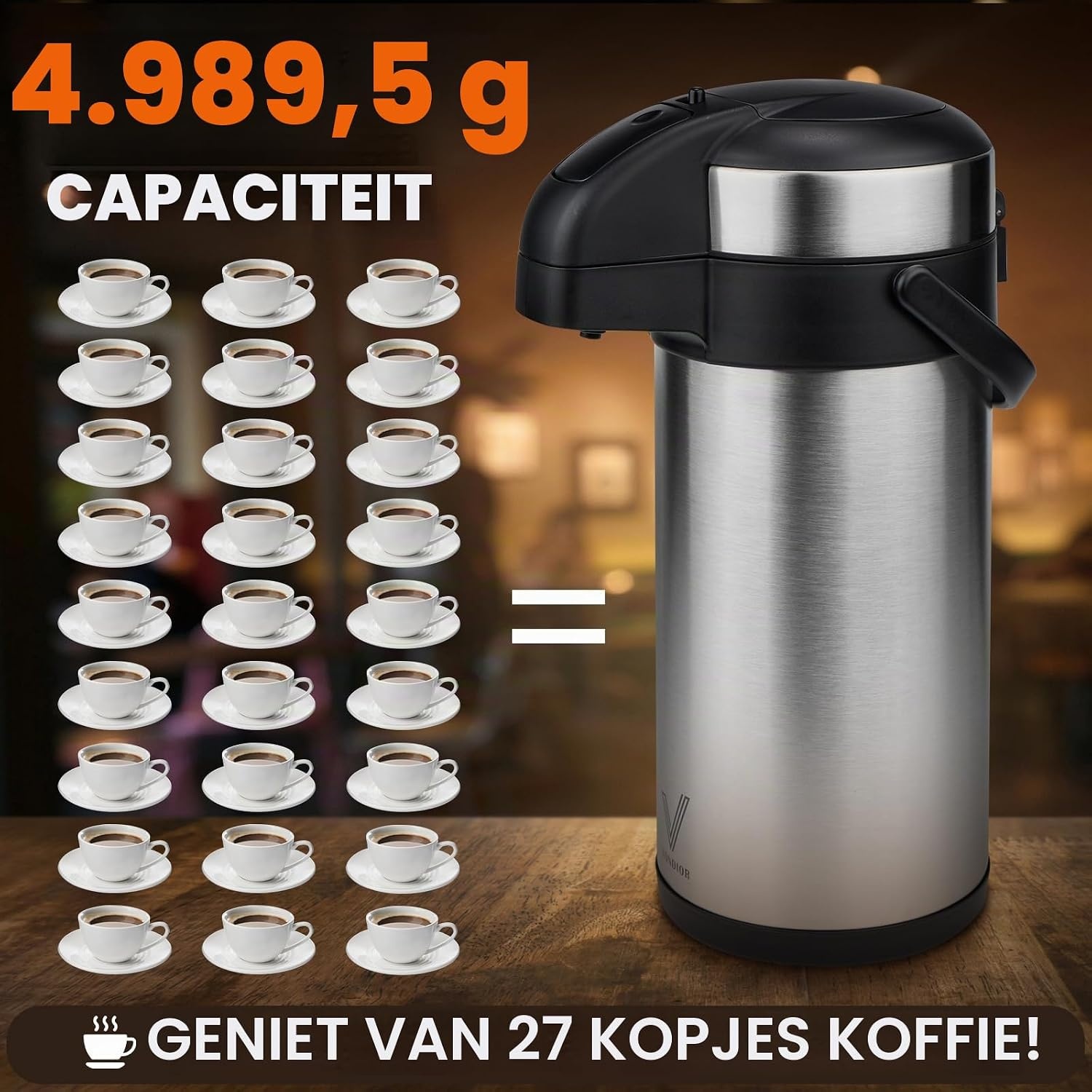 Pompkan Thermoskan RVS 5L | 20u warm, 36u koud | 53% Korting