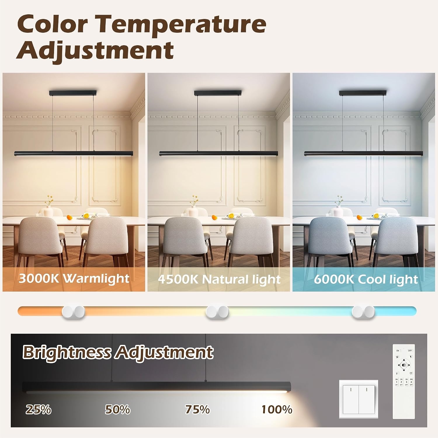 Dimbare Zwarte LED Hanglamp Eettafel 100cm - 34% Korting