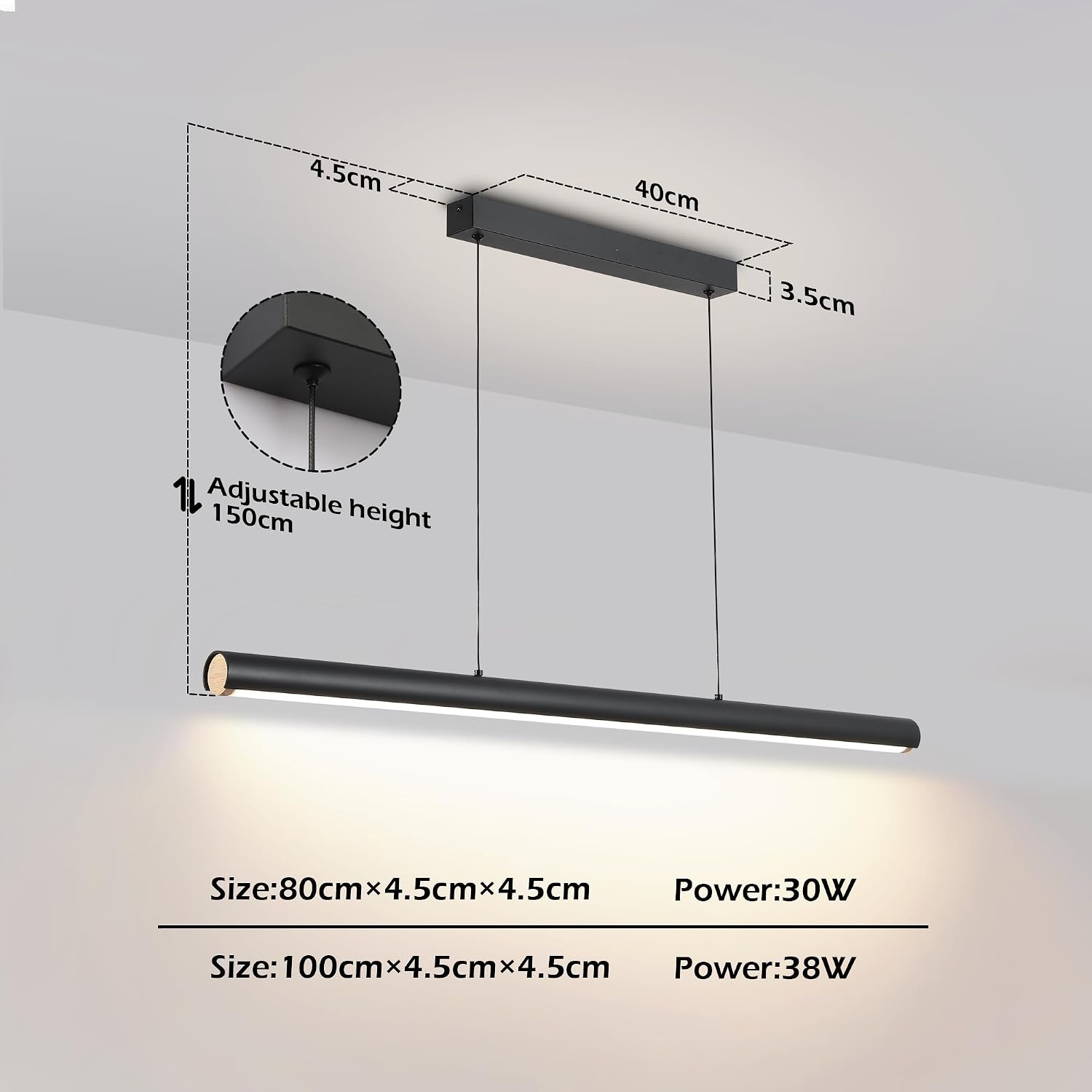 Dimbare Zwarte LED Hanglamp Eettafel 100cm - 34% Korting
