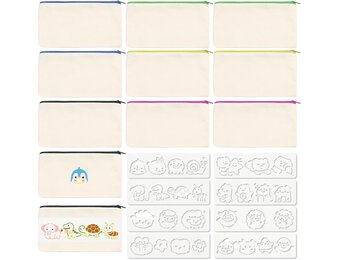 10x Knutsel Etuis om te Beschilderen (32% Korting!) - DIY Canvas Zakjes 21x12 cm