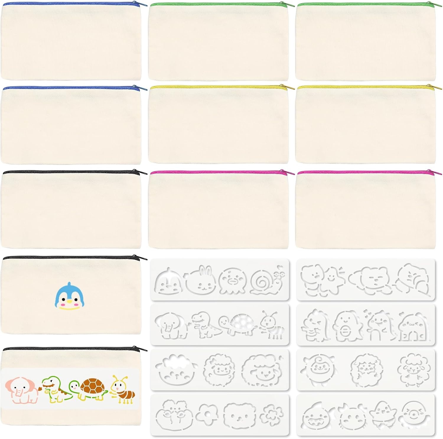 10x Knutsel Etuis om te Beschilderen (32% Korting!) - DIY Canvas Zakjes 21x12 cm