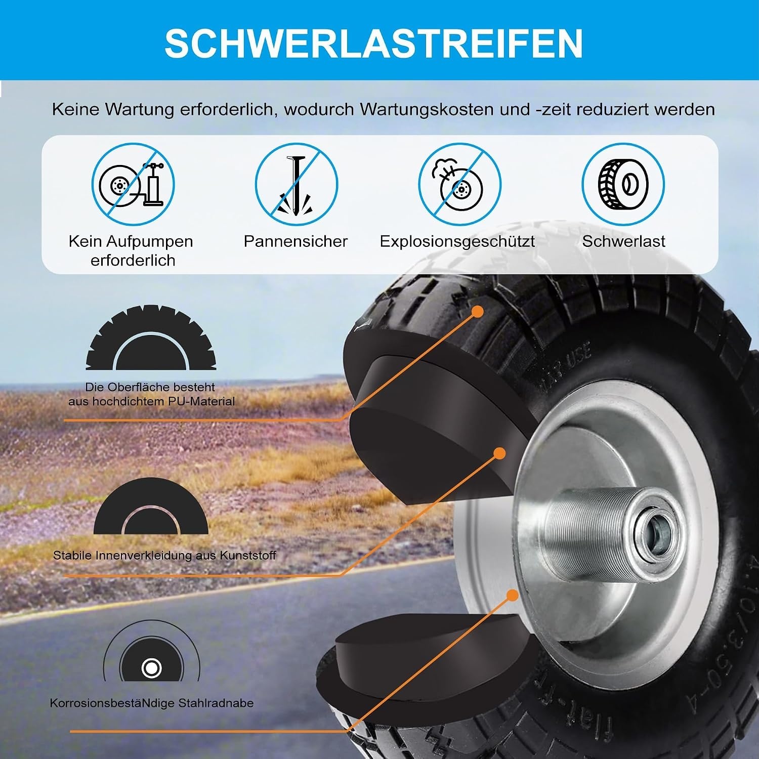 2 Steekwagenwielen Massief Rubber 200kg Draagvermogen - 33% Korting!