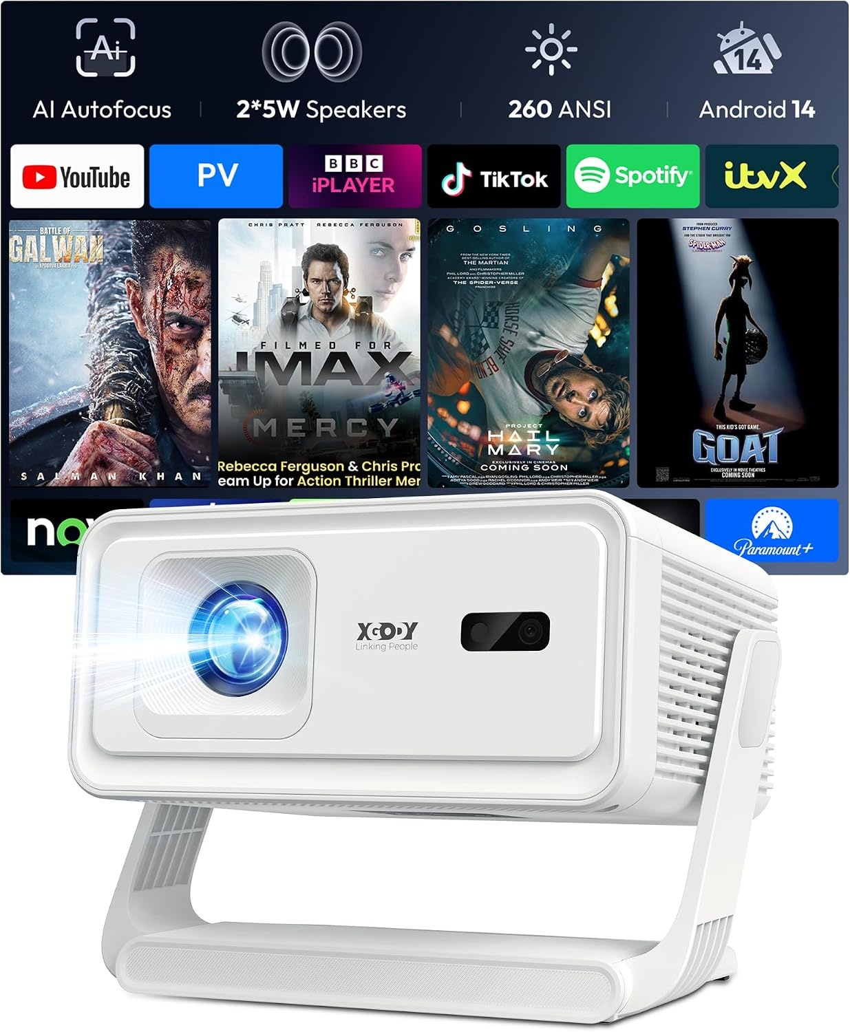 Thuisbioscoop Beamer | 1080P Full HD met 4K ondersteuning | Autofocus | 34% Korting