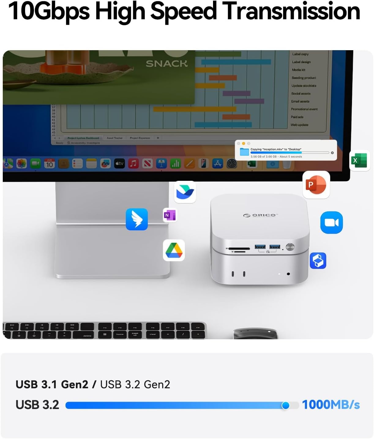 Externe SSD Docking Station 1TB voor Mac Mini M4 - 1000MB/s USB 3.2