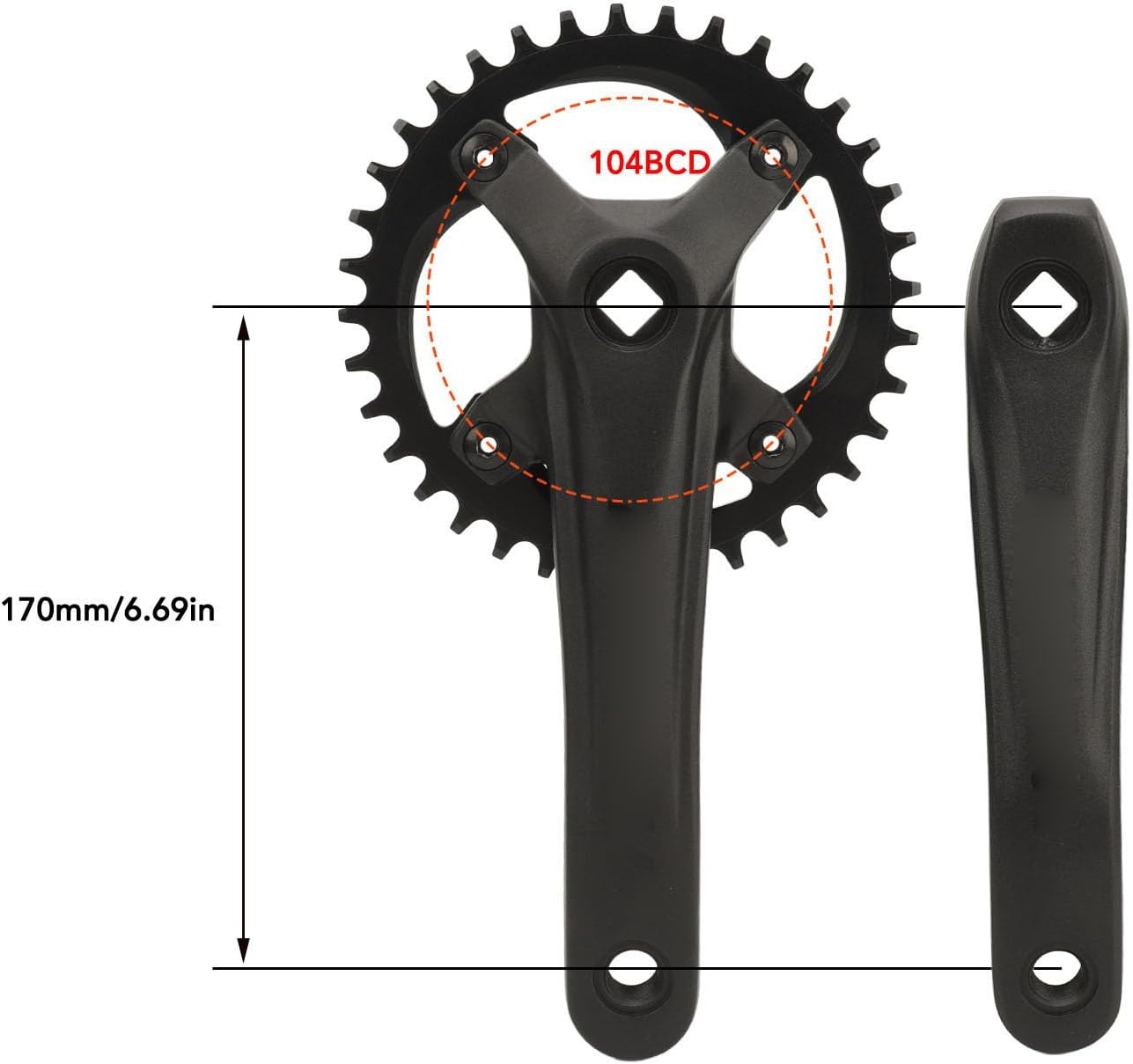 Crankstel Mountainbike 36T Single Speed - 33% Korting