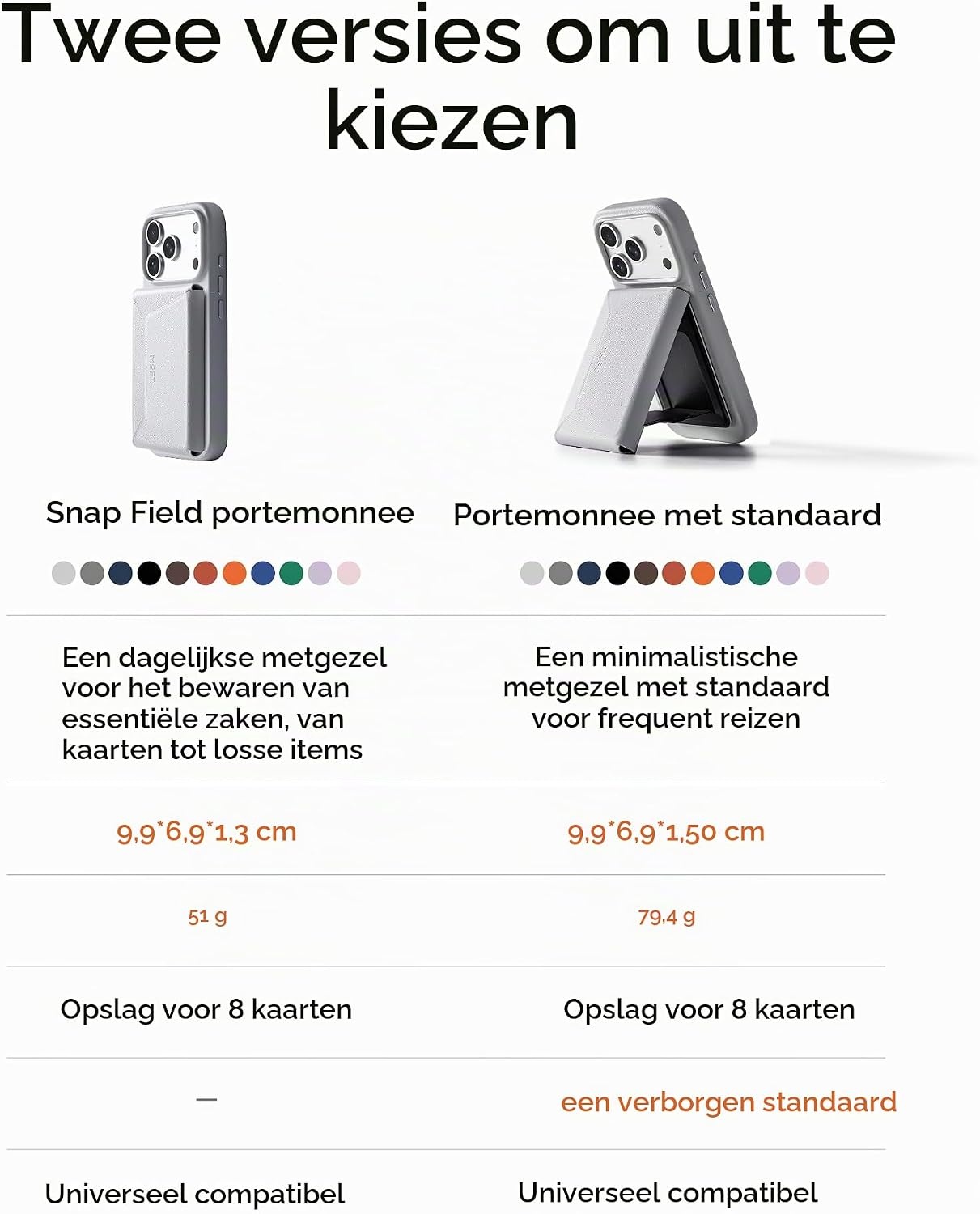 Minimalistische MagSafe Kaarthouder (8 kaarten) Taupe - 33% Korting