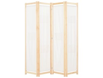 Kamerscherm met 4 panelen, crème, 160x170 cm, 34% korting