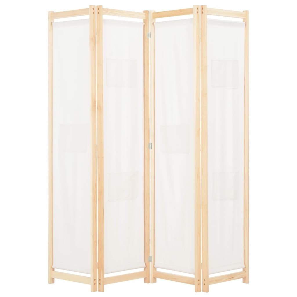 Kamerscherm met 4 panelen, crème, 160x170 cm, 34% korting