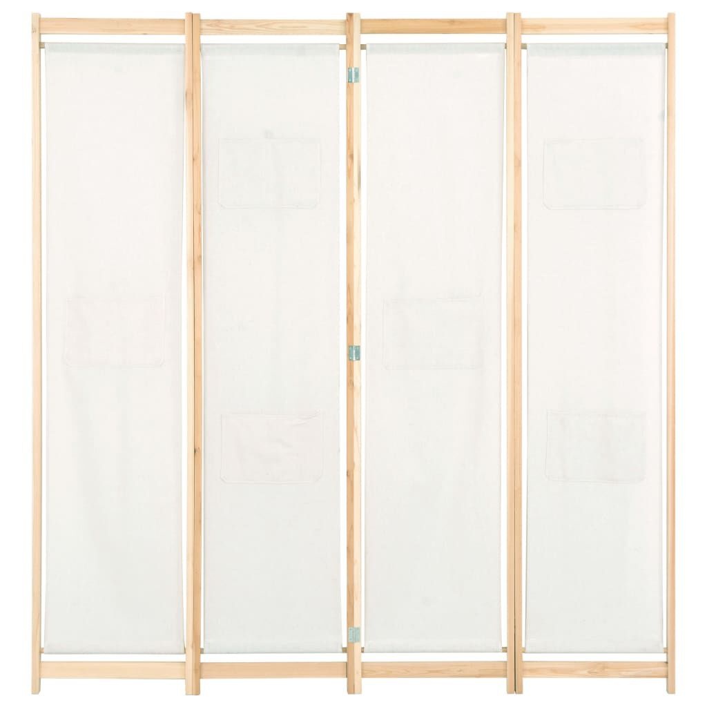 Kamerscherm met 4 panelen, crème, 160x170 cm, 34% korting