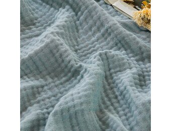 4-laags Mousseline Katoenen Deken Heather Teal 150x200 cm - 33% Korting