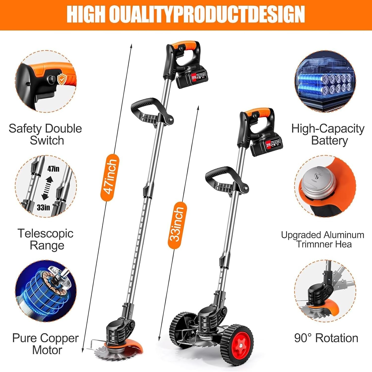Draadloze Grastrimmer met 2x 21V Accu's & 800W Motor - 32% Korting!