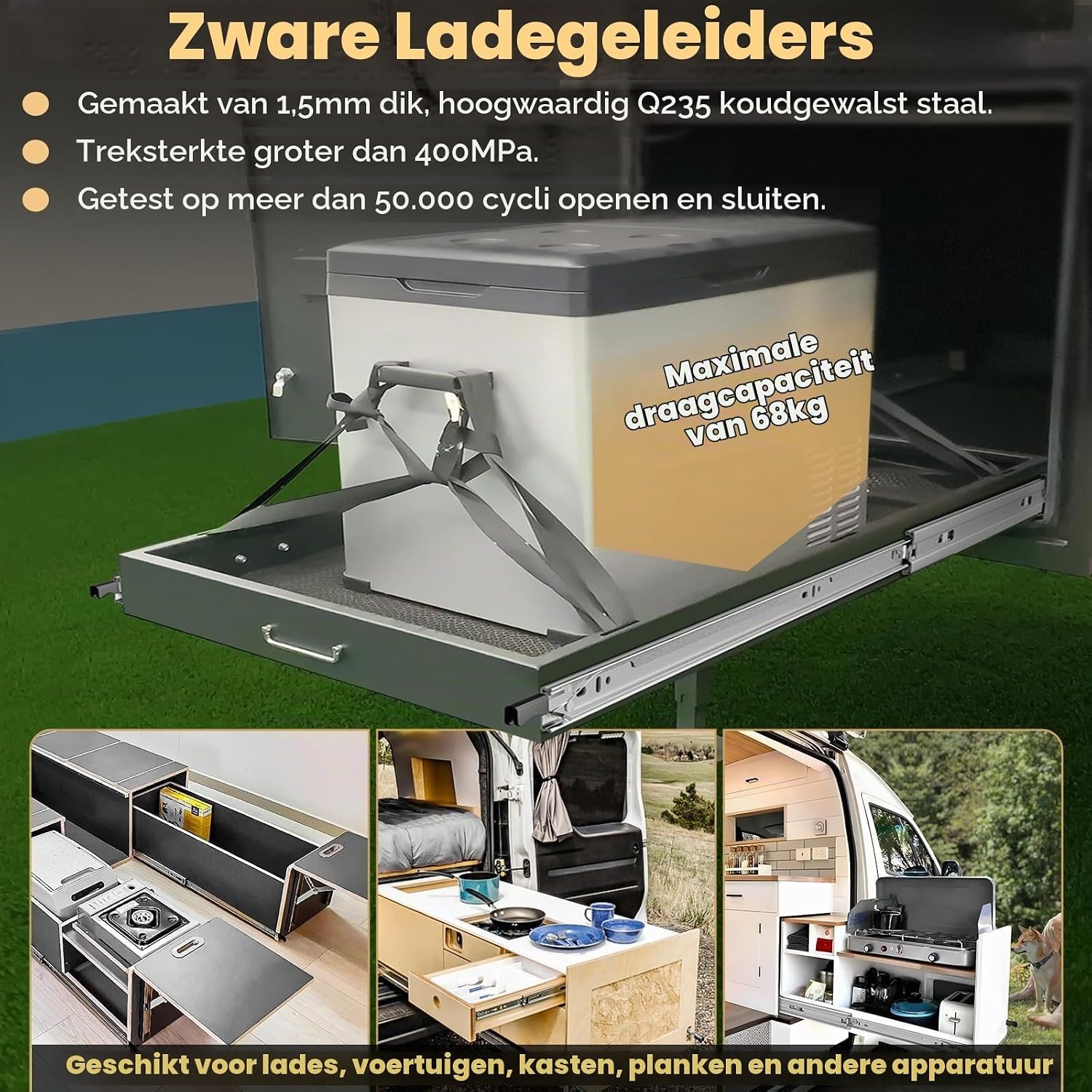 Zware Ladegeleiders 750mm met Vergrendeling - 34% Korting!
