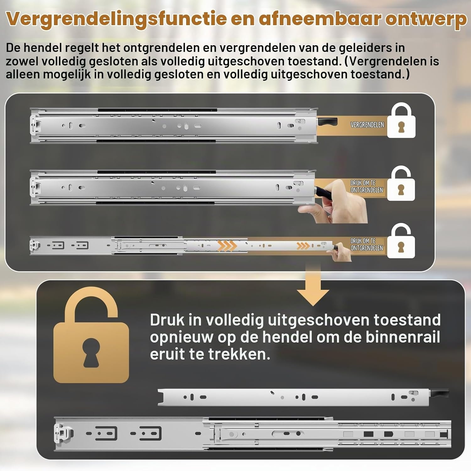 Zware Ladegeleiders 750mm met Vergrendeling - 34% Korting!
