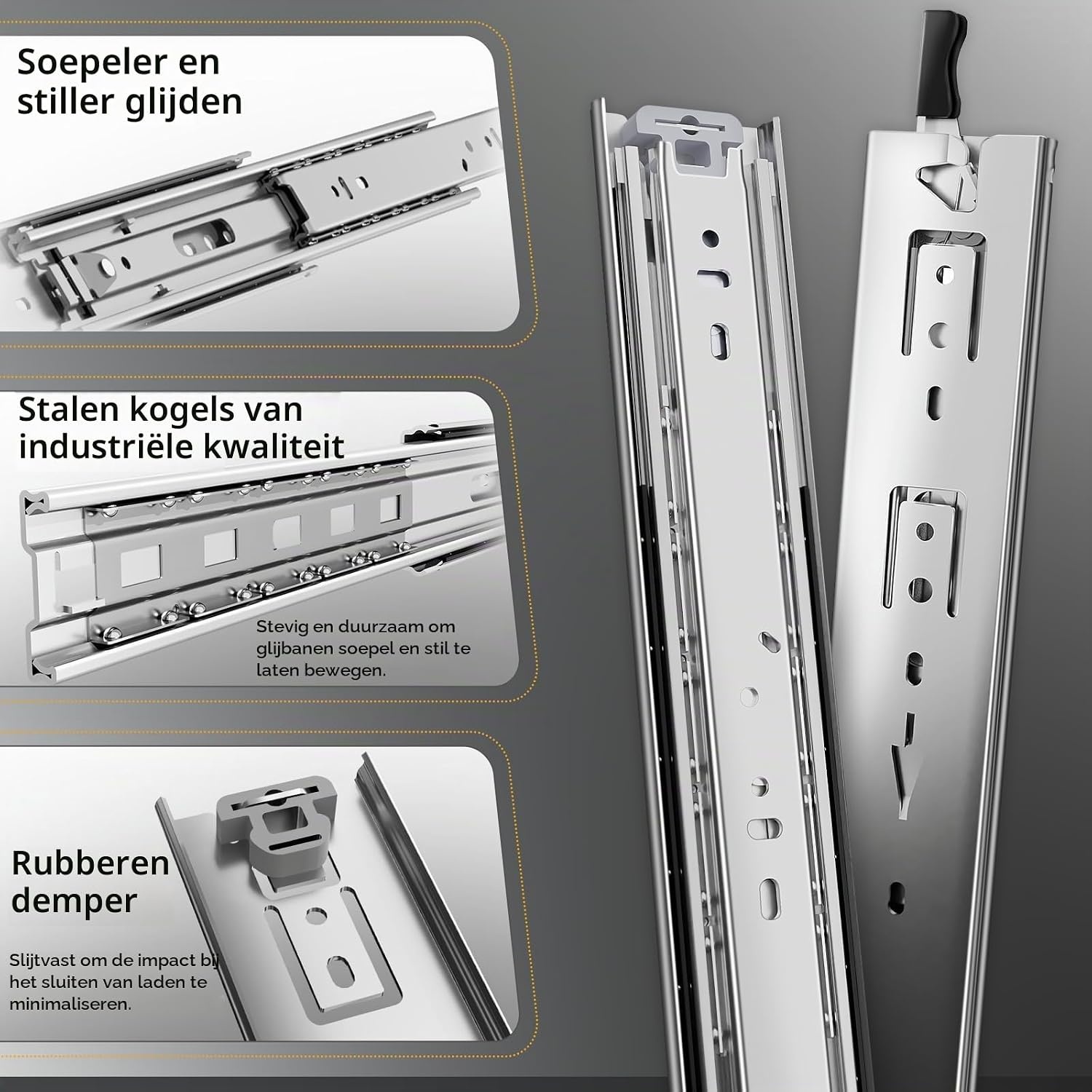 Zware Ladegeleiders 750mm met Vergrendeling - 34% Korting!