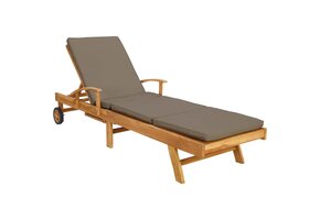 VidaXL Ligstoel met Kussen, Massief Teak - 70% Korting