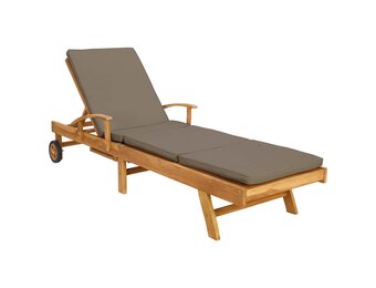 vidaXL Ligstoel met Kussen Massief Teak - 60% Korting