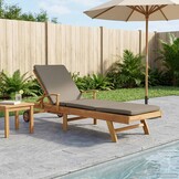 vidaXL Ligstoel met Kussen Massief Teak - 60% Korting