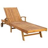 vidaXL Ligstoel met Kussen Massief Teak - 60% Korting
