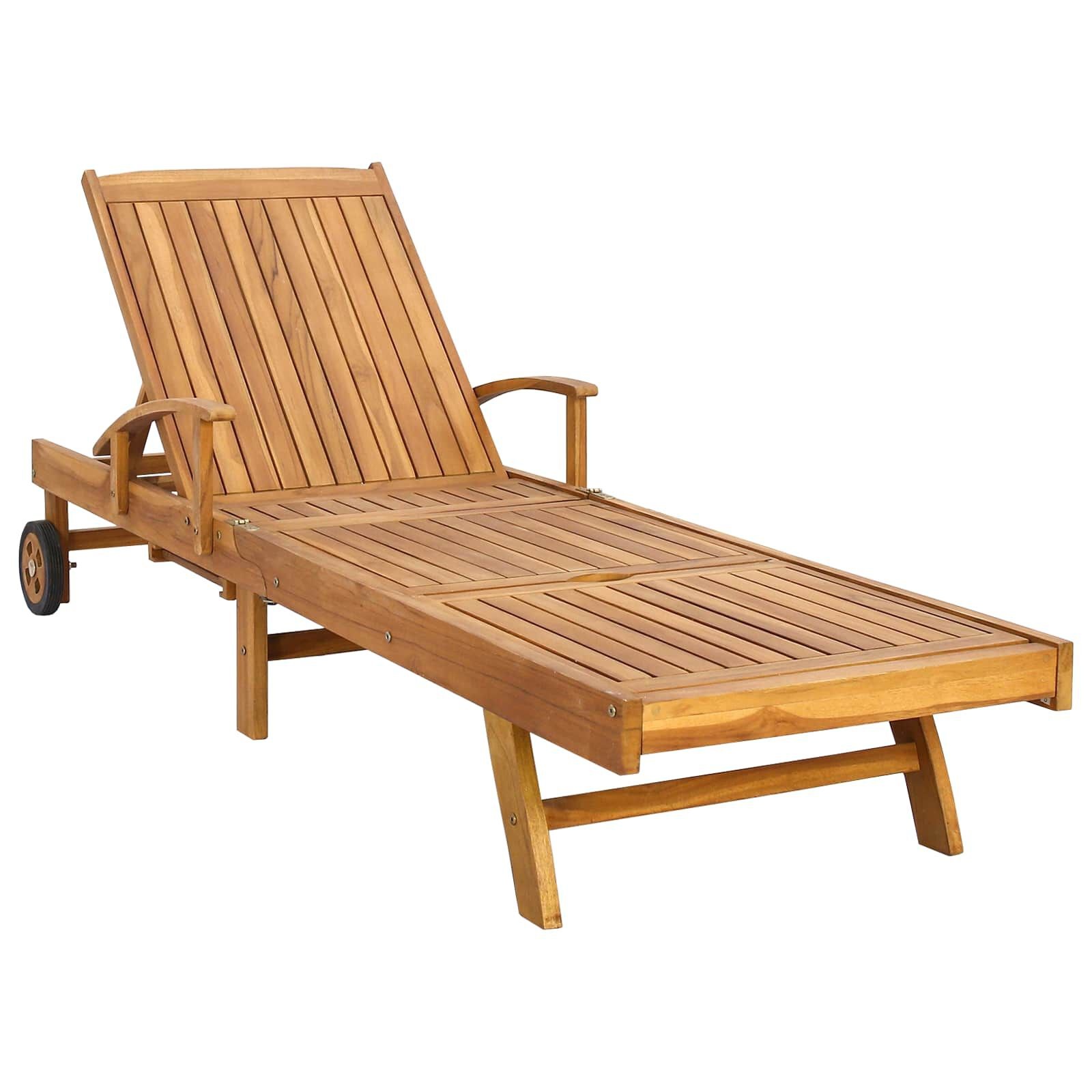 vidaXL Ligstoel met Kussen Massief Teak - 60% Korting