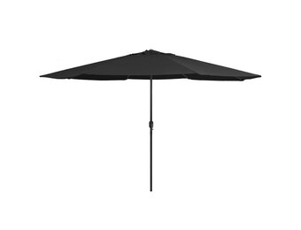 Zwarte parasol met metalen paal, 390 cm - 34% korting