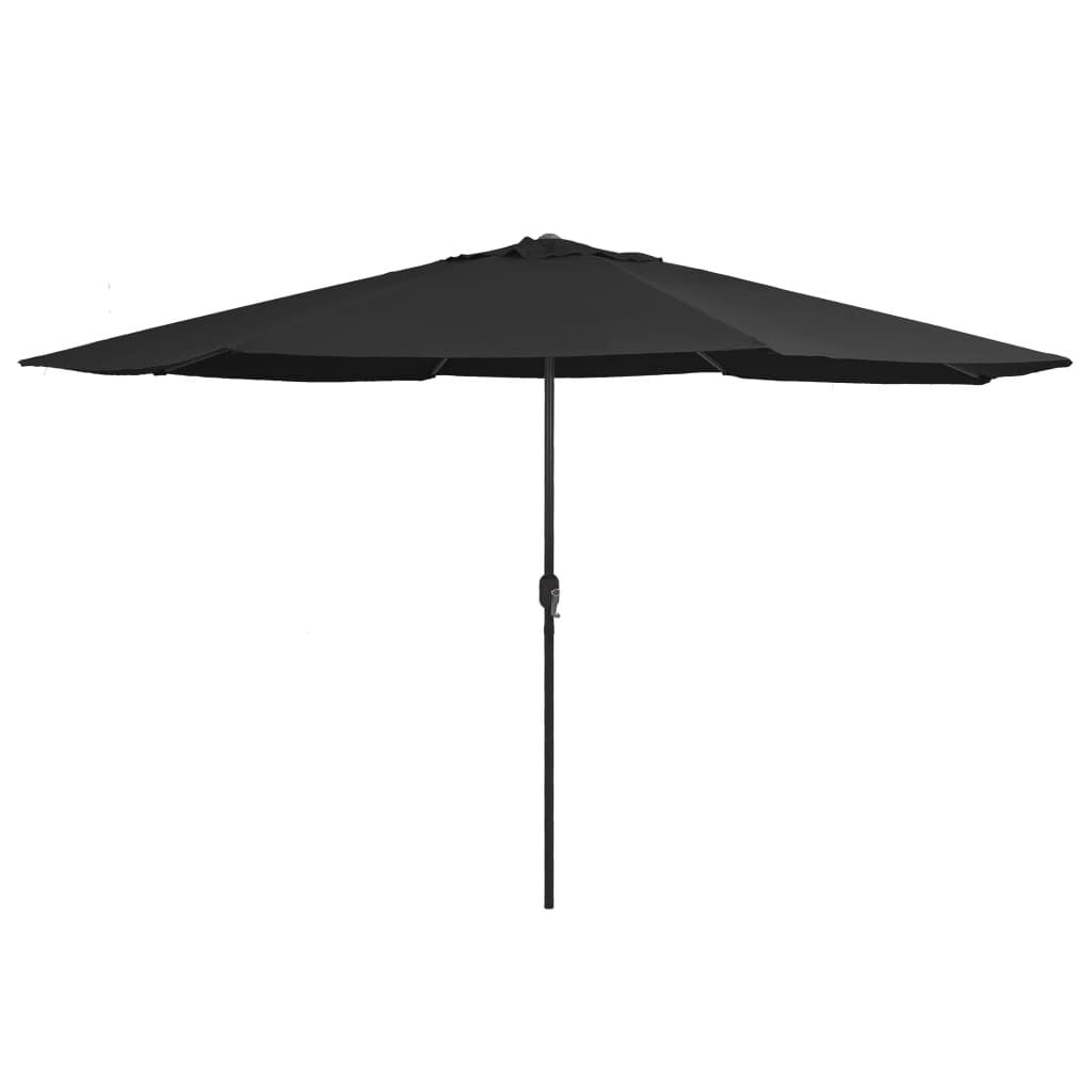 Zwarte parasol met metalen paal, 390 cm - 34% korting