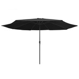 Zwarte parasol met metalen paal, 390 cm - 34% korting