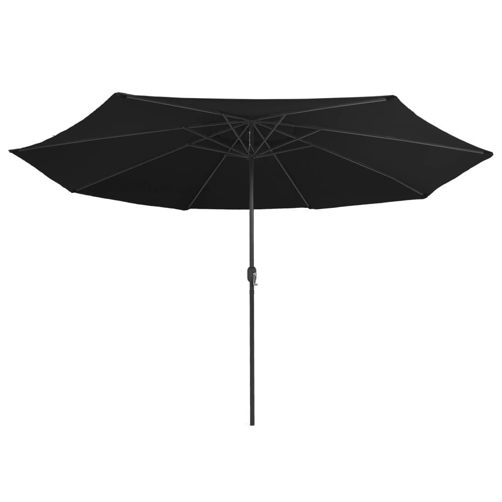 Zwarte parasol met metalen paal, 390 cm - 34% korting